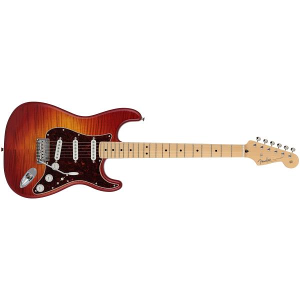 Fender-ストラトキャスター2024 Collection Made in Japan Hybrid II Stratocaster®, Maple Fingerboard, Flame Sunset Orange Transparent