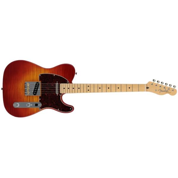 Fender-テレキャスター2024 Collection Made in Japan Hybrid II Telecaster®, Maple Fingerboard, Flame Sunset Orange Transparent