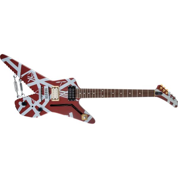 EVH-エレキギターStriped Series Shark, Pau Ferro Fingerboard, Burgundy with Silver Stripes