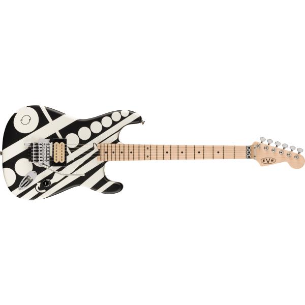 EVH-エレキギターEVH® Striped Series Circles, Maple Fingerboard, White and Black