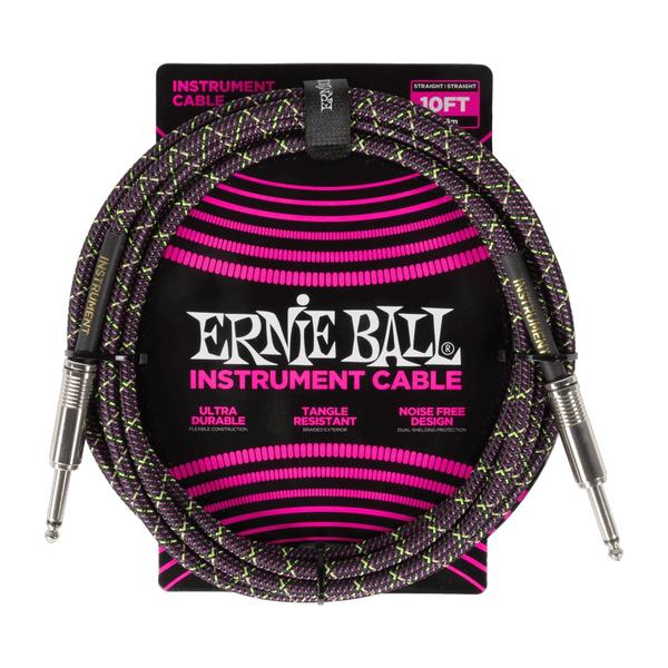 ERNIE BALL-楽器用ケーブルP06427 Braided Instrument Cable 10' SS Purple Python