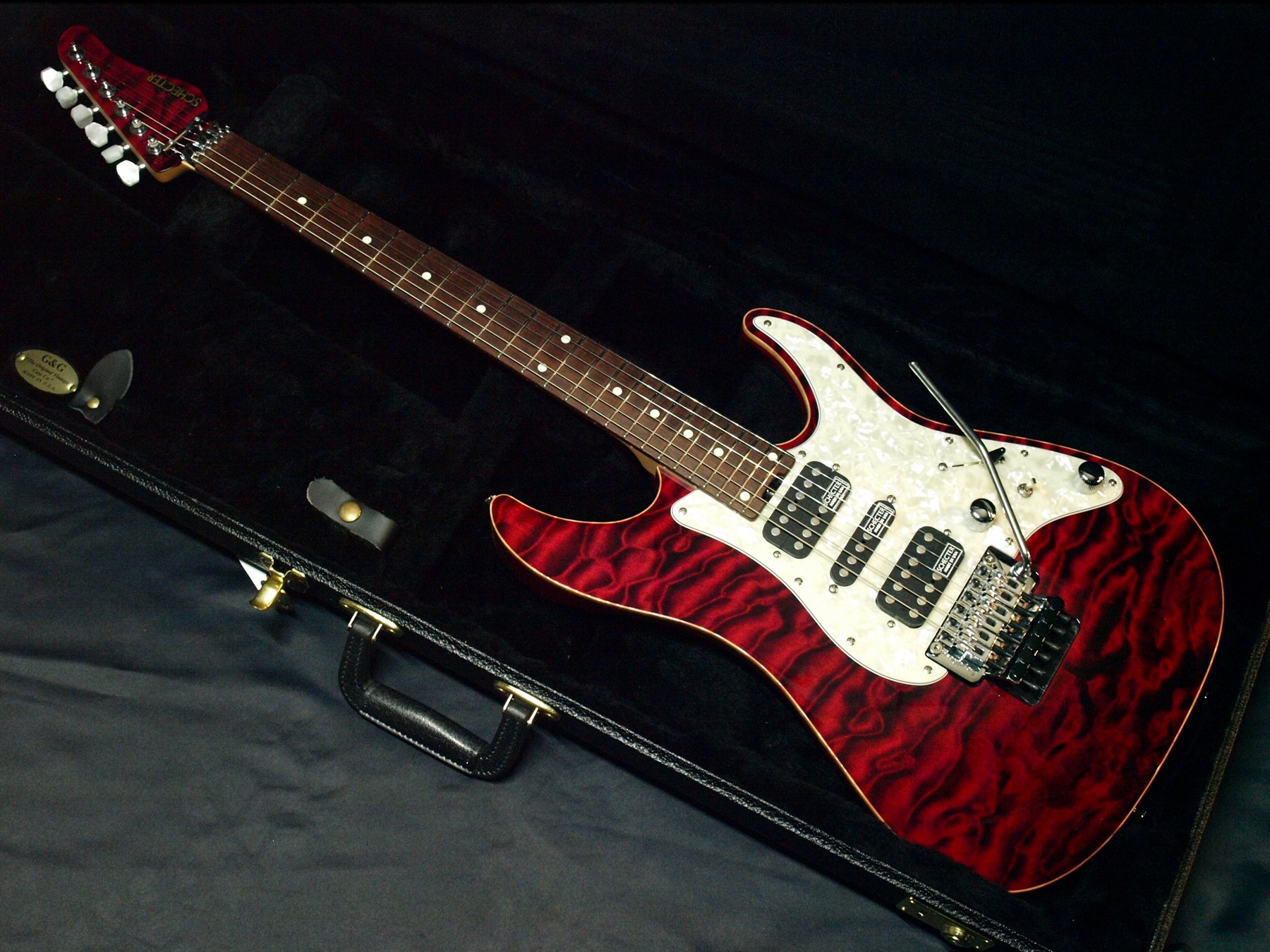 SCHECTER EXSEEDシリーズ エレキギターEX-V-24 CTM/FRT 4A Raspberry