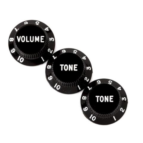 FenderStratocaster Knobs, Black (Volume, Tone, Tone) (3)