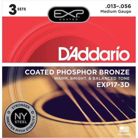 D'Addario-アコースティックギター弦3パックセットEXP17-3D Medium 13-56