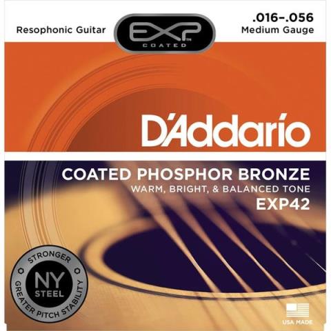 D'Addario-レゾネイターギター用アコースティック弦EXP42 Resophonic, Medium 16-56