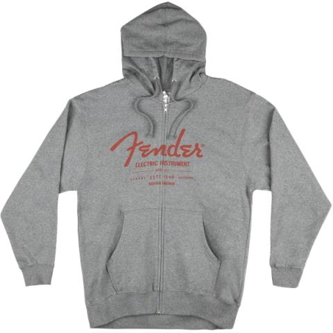 Fender-Fender Electric Instruments Men's Zip Hoodie, Gray, XXL