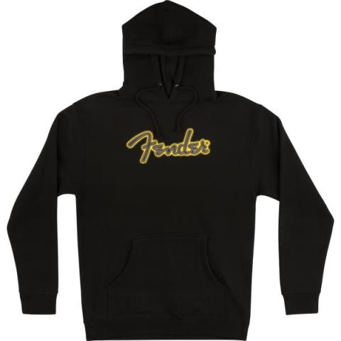 Fender-Fender Yellow Stitch Logo Hoodie, Black, XL