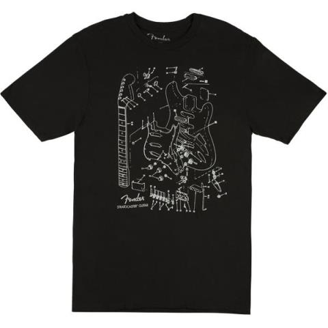 Fender Stratocaster Patent Drawing T-Shirt, Black, Lサムネイル