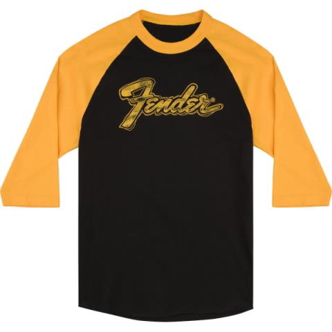 Fender Doodle 3/4 Sleeve Raglan Shirt, Black and Yellow, Lサムネイル