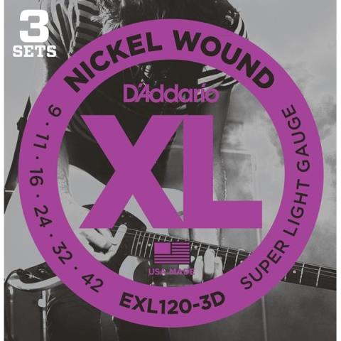 D'Addario-エレキギター用弦 3パックセットEXL120-3DBP Bonus Pack Super Light 09-42