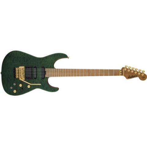 Jackson-エレキギターUSA Signature Phil Collen PC1 Satin Stain, Caramelized Flame Maple Fingerboard, Satin Transparent Green