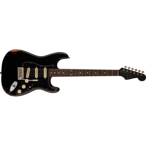 Fender Custom Shop-エレキギターLimited Edition Dual-Mag II Strat Relic, Rosewood Fingerboard, Aged Black Over 3-Color Sunburst