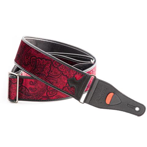 Right On! STRAPS-ギター用ストラップT-PAISLEY VELVET Red