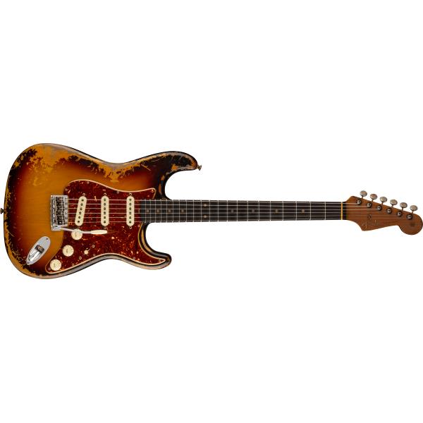 Fender Custom Shop-エレキギターLimited Edition Roasted '61 Strat® Super Heavy Relic®, Flat-Lam Rosewood Fingerboard, Aged 3-Color Sunburst